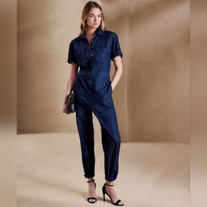 Banana Republic Womens Preppy Streetwear Medium Blue Wash Denim Jumpsuit Size XS